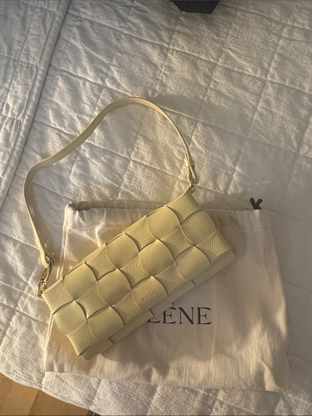 Polène Yellow Woven Shoulder Bag